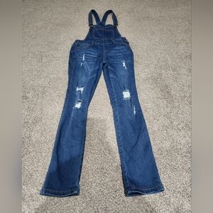 EN JEAN Trendy Distressed Blue Denim Overalls Size Small